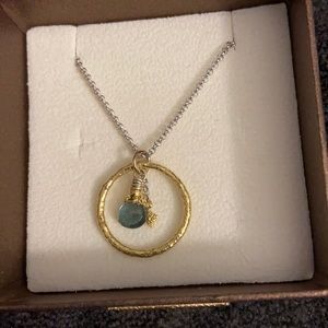 NIB Anatoli silver/gold w aquamarine stone